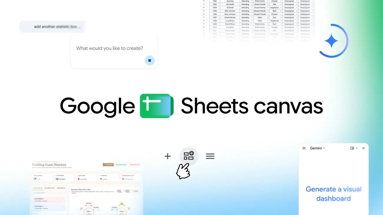 جوجل تطلق ميزة «Sheets canvas» لتحويل الجداول إلى تطبيقات تفاعلية