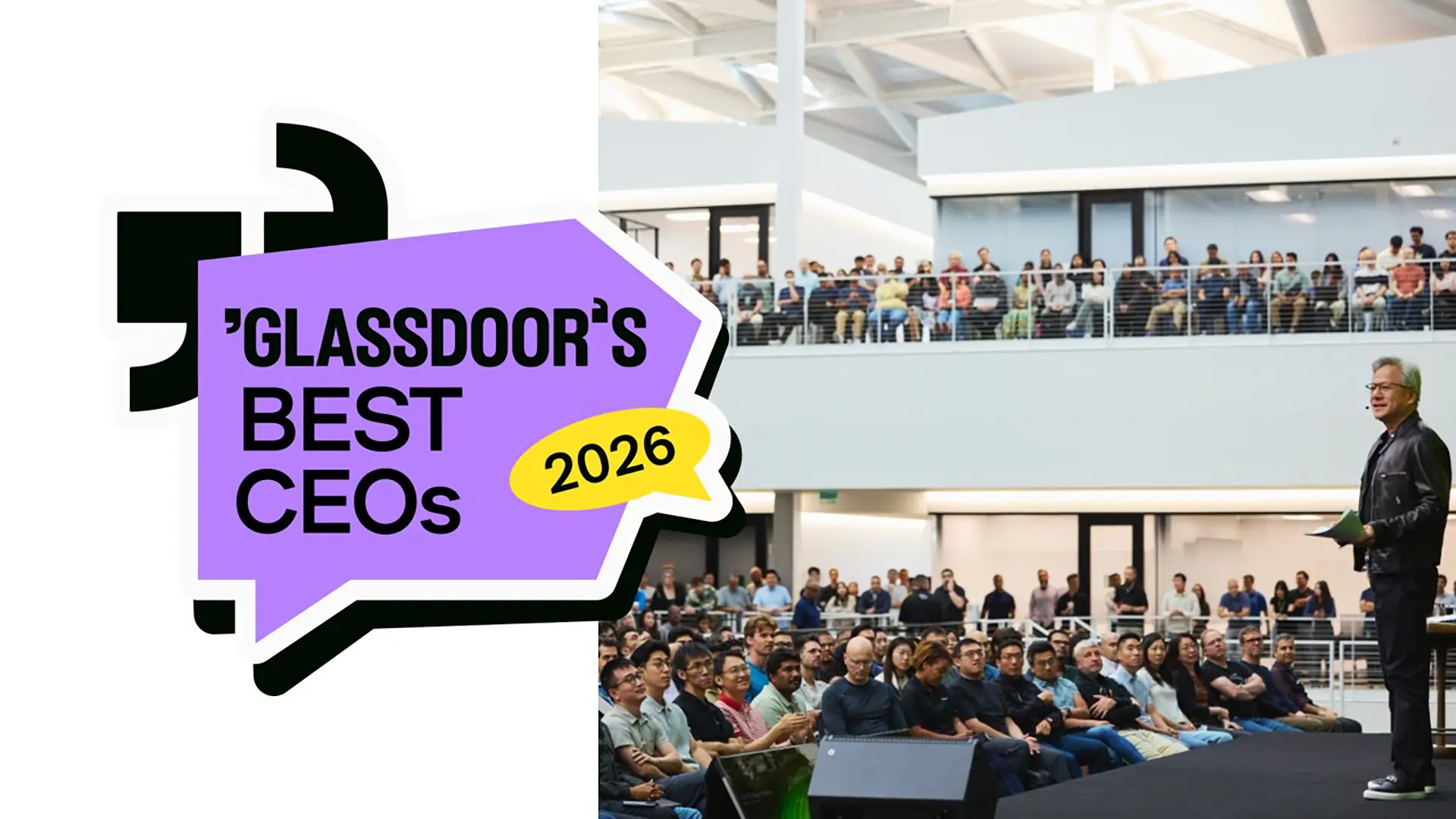 جنسن هوانج يتصدر قائمة أفضل الرؤساء التنفيذيين لدى Glassdoor لعام 2026