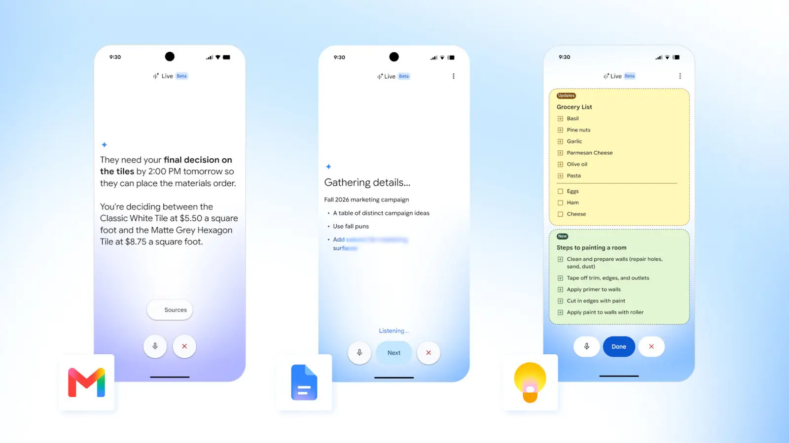 غوغل تطلق قدرات صوتية ذكية في Gmail والمستندات و Keep