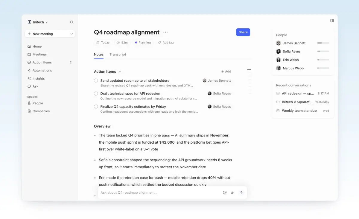 Circleback تطلق خطة مجانية لمنافسة تطبيقات تسجيل الاجتماعات