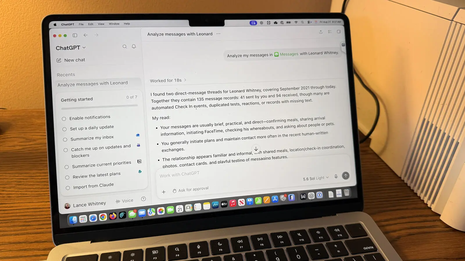 OpenAI تطلق إضافة ChatGPT لتحليل رسائل آيفون على أجهزة ماك
